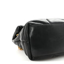 Lambskin Quilted Small Loulou Puffer Monogram Chain Satchel Black