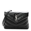 Calfskin Y Quilted Monogram Toy Loulou Crossbody Bag Black