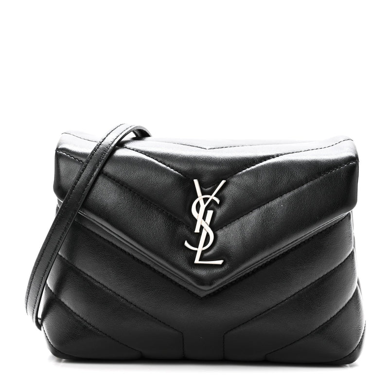 Calfskin Y Quilted Monogram Toy Loulou Crossbody Bag Black
