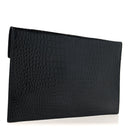 Calfskin Crocodile Embossed Uptown Monogram Pouch Black