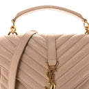 Sheepskin Matelasse Chevron Monogram Medium College Bag Dark Beige
