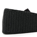 Yarn Raffia Effect Crochet Triangle Shoulder Bag Black