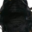 Re-Nylon Saffiano Stitched Duet Bucket Bag Black