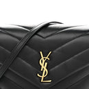 Calfskin Y Quilted Monogram Toy Loulou Crossbody Bag Black