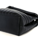 Calfskin Y Quilted Monogram Monochrome Medium Loulou Chain Satchel Black