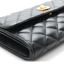 Lambskin Quilted Medusa Wallet On Chain Crossbody Black