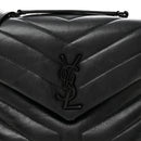 Calfskin Y Quilted Monogram Monochrome Small Loulou Chain Satchel Black
