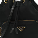 Nylon Vela Saffiano Mini Bucket Crossbody Bag Black