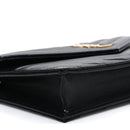 Lambskin Matelasse Chevron Monogram Envelope Chain Wallet Black