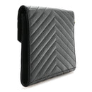 Grain De Poudre Matelasse Chevron Monogram Envelope Clutch Black
