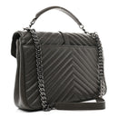 Sheepskin Matelasse Chevron Monogram Large College Satchel Dark Anthracite