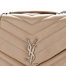 Calfskin Y Quilted Monogram Medium Loulou Chain Satchel Nude Powder