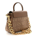 Calfskin Canvas Allover La Medusa Small Top Handle Handbag Brown