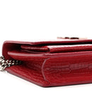 Calfskin Crocodile Embossed Monogram Sunset Chain Wallet Rouge Eros