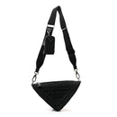 Yarn Raffia Effect Crochet Triangle Shoulder Bag Black
