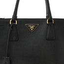 Saffiano Lux Medium Galleria Double Zip Tote Black
