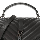 Sheepskin Matelasse Chevron Monogram Medium College Bag Asphalt