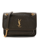 Grained Lambskin Monogram Mini Niki Chain Satchel Dark Cork