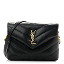 Calfskin Y Quilted Monogram Toy Loulou Crossbody Bag Black