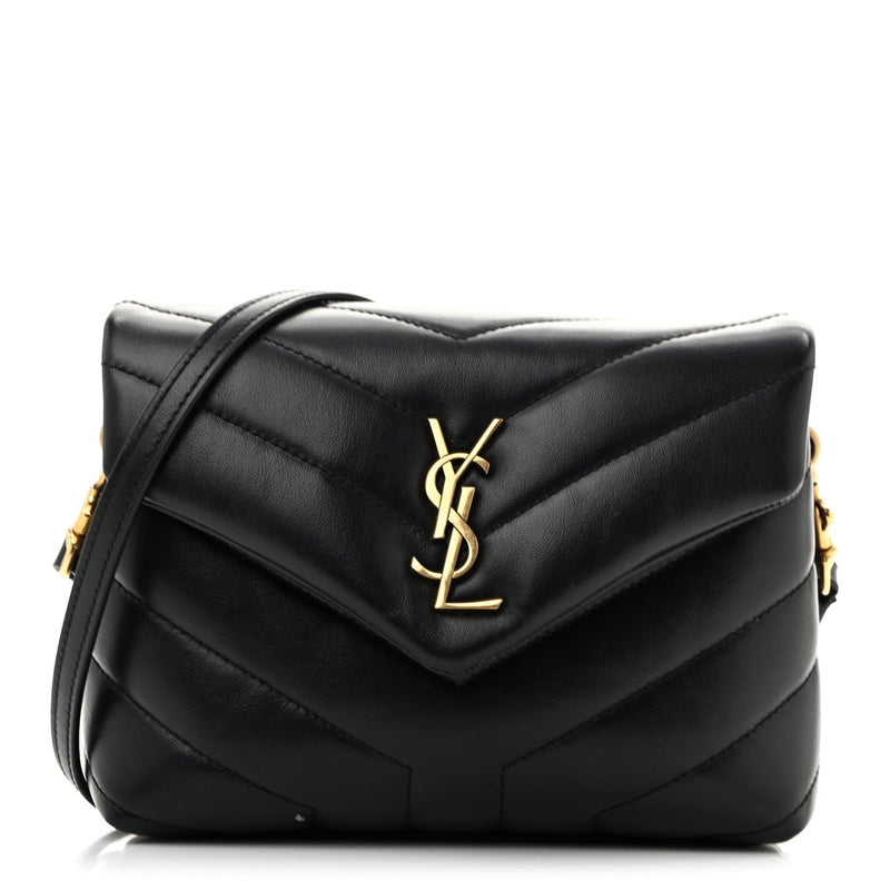 Calfskin Y Quilted Monogram Toy Loulou Crossbody Bag Black