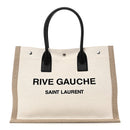 Linen Calfskin Small Rive Gauche Tote Greggio Natural