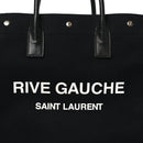 Linen Calfskin Rive Gauche North South Tote Black