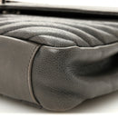 Sheepskin Matelasse Chevron Monogram Medium College Bag Asphalt