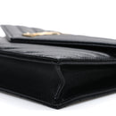 Lambskin Matelasse Chevron Monogram Envelope Chain Wallet Black