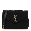 Fabric Y Quilted Monogram Small Loulou Chain Satchel Black