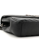 Sheepskin Matelasse Chevron Monogram Medium College Bag Black
