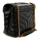 Calfskin Y Quilted Monogram Small Loulou Chain Satchel Black