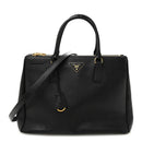 Saffiano Lux Medium Galleria Double Zip Tote Black