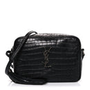 Calfskin Crocodile Embossed Monogram Lou Camera Bag Black