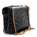 Calfskin Y Quilted Monogram Small Loulou Chain Satchel Black