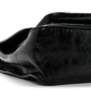 Crinkled Calfskin Matelasse Monogram Medium Niki Chain Satchel Black