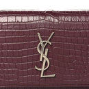 Calfskin Crocodile Embossed Monogram Kate Belt Bag Burgundy