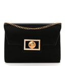 Satin Crystal La Medusa Pouch On Chain Black