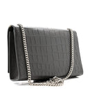 Calfskin Crocodile Embossed Medium Classic Monogram Kate Tassel Satchel Storm