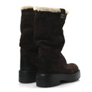 Suede Shearling Vintage Effect Mid Calf Boots 38 Morro