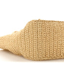 Yarn Raffia Effect Crochet Logo Embroidered Small Tote Bag Naturale