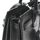 Calfskin Crocodile Embossed Baby Sac De Jour Black