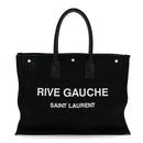 Linen Calfskin Rive Gauche Tote Black