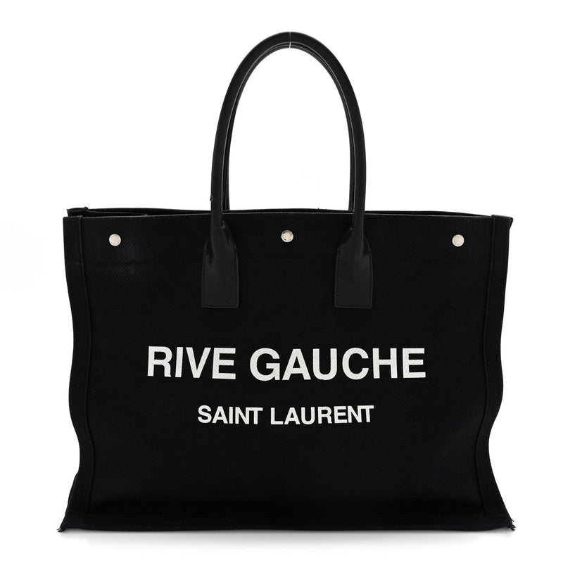 Linen Calfskin Rive Gauche Tote Black