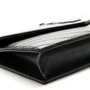 Grain De Poudre Matelasse Chevron Monogram Monochrome Envelope Chain Wallet Black
