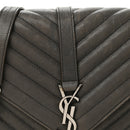 Sheepskin Matelasse Chevron Monogram Medium College Bag Asphalt