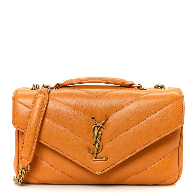 Lambskin Chevron Quilted Small Loulou Bag Sunflower