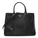 Saffiano Lux Medium Galleria Double Zip Black Black