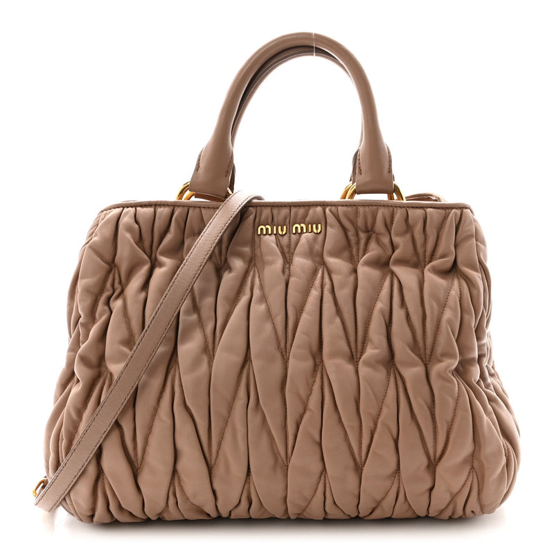 Nappa Matelasse Bauletto Top Handle Bowler Cammeo