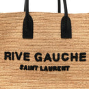 Raffia Calfskin Rive Gauche Tote Naturale Black