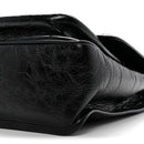 Crinkled Calfskin Matelasse Monogram Medium Niki Chain Satchel Black